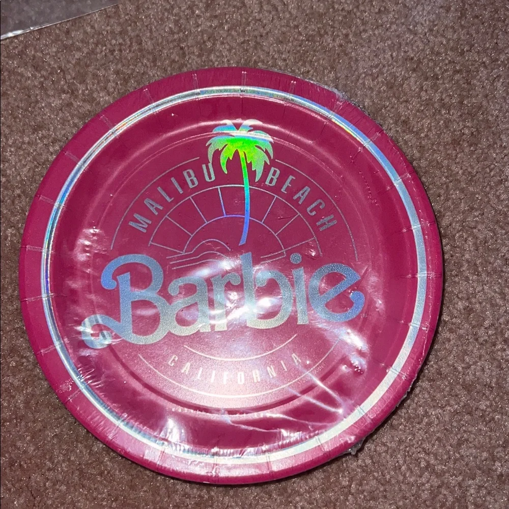 NWT 25pc Lets Go Party Barbie banner plates & napkins